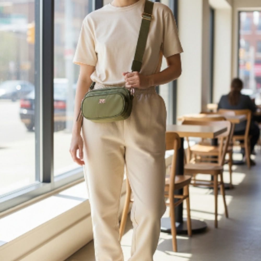 Madden NYC Olive Crossbody Bag and Keychain Set - Picture 3 of 4